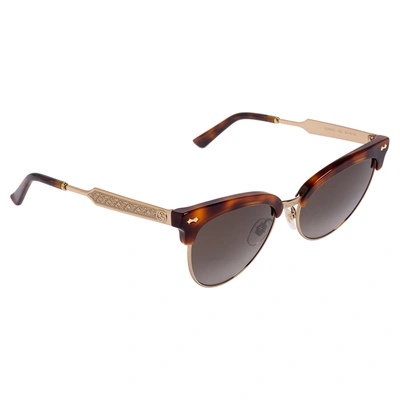 Pre-owned Gucci Black/brown Tortoise Acetate Gg0055s Gradient Cat Eye Sunglasses