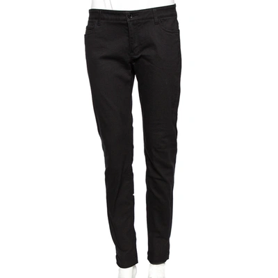 Pre-owned Dolce & Gabbana Black Stretch Cotton Slim Fit Pants L