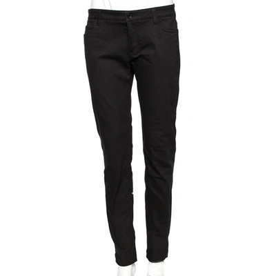 Pre-owned Dolce & Gabbana Black Stretch Cotton Slim Fit Trousers L