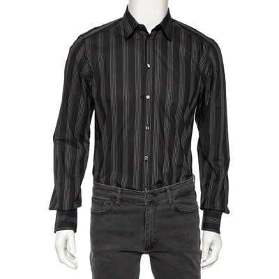 Pre-owned Dolce & Gabbana Black Striped Cotton Gold Label Shirt M