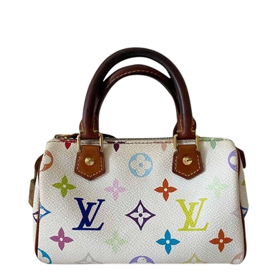 Pre-owned Louis Vuitton White Monogram Multicolor Canvas Mini Speedy Hl Bag
