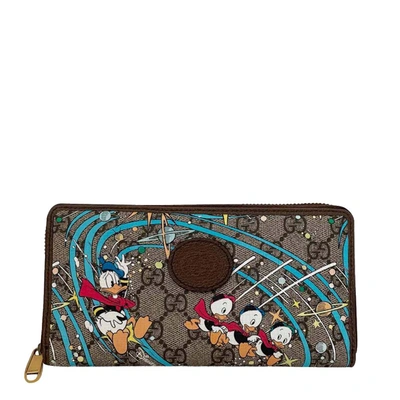 Pre-owned Gucci X Disney Donald Duck Continental Wallet In Multicolor