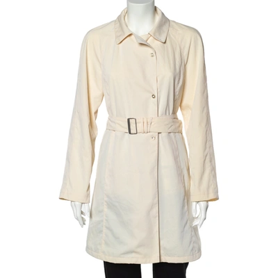 Pre-owned Emporio Armani Cream Double Breasted Belted Coat S