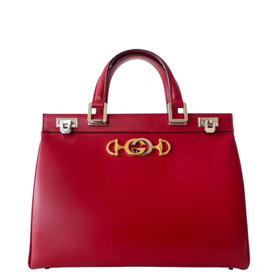 Pre-owned Gucci Red Leather Zumi Medium Top Handle Bag
