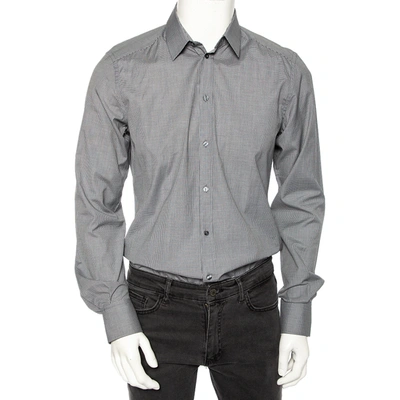 Pre-owned Dolce & Gabbana Grey Pin Check Cotton Front Button Shirt M