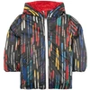 Paul Smith Junior All Over Print Nylon Puffer Jacket In Black
