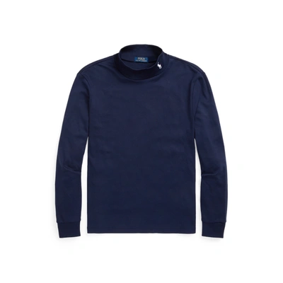 Polo Ralph Lauren Soft Cotton Mockneck Shirt In French Navy