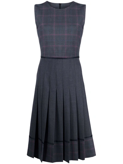 Boutique Moschino Chic Heritage Check-print Pleated Dress In Grey