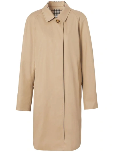 Burberry Single-breasted Car Coat In Neutrals