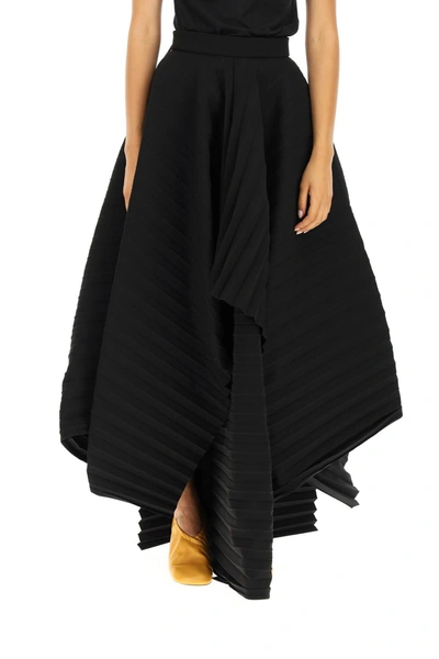 A.w.a.k.e. Asymmetric Pleated Maxi Skirt In Black