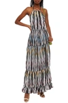 MISSONI GATHERED COTTON-BLEND HALTERNECK MIDI DRESS,3074457345627136726