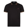 Fred Perry Twin Tipped Polo Shirt In Black/ Gold/ Burgundy In Black
