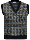 SAINT LAURENT SAINT LAURENT PATTERNED JACQUARD KNITTED VEST