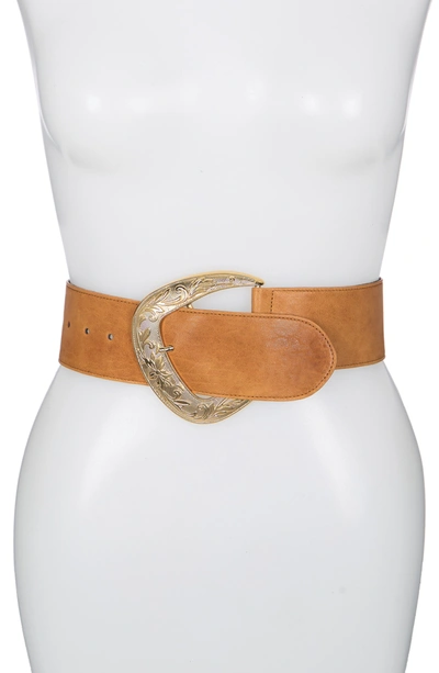 Raina Outlaw Leather Belt In Camel