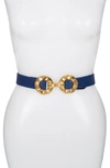 Raina Jazz Leather Belt In Navy