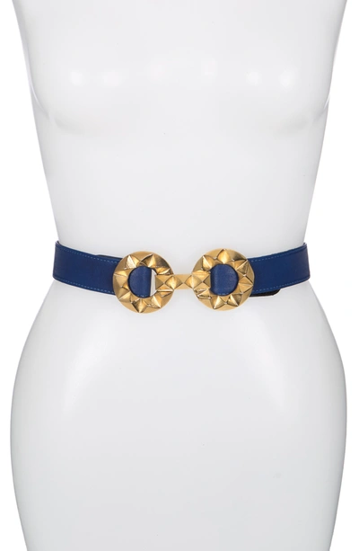 Raina Jazz Leather Belt In Navy