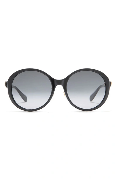 Gucci 56mm Round Sunglasses In Black