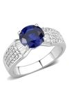 COVET ROUND BLUE CZ PAVE ENGAGEMENT RING