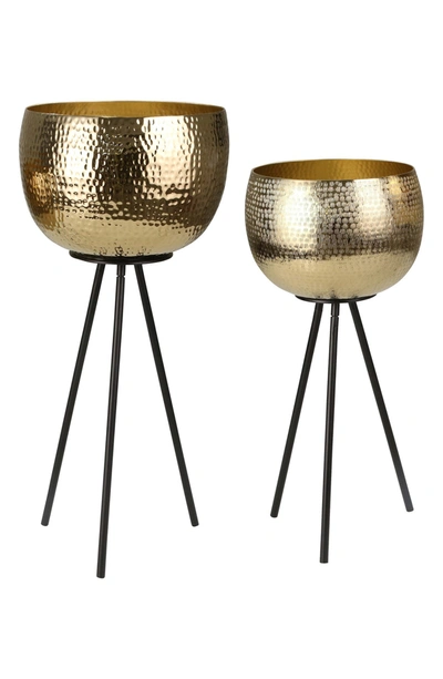 Sagebrook Iron 26"/22" Hammered Bowl Planters In Gold