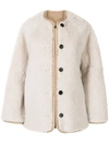 Goen J Faux-shearling Oversized Jacket In 中性色