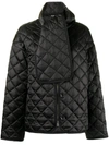 Goen J Scarf-detail Quilted Oversized Jacket In 黑色