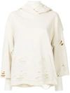 Goen J Destroyed Layered Hoodie In 中性色