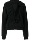 Goen J Knot Detail Zip-up Hoodie In 黑色