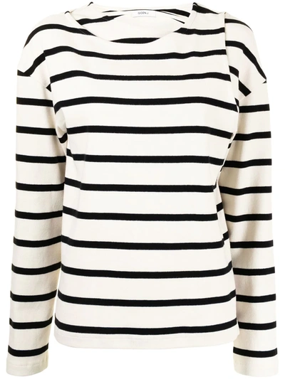 Goen J Double-layered Stripe Jersey Top In 白色