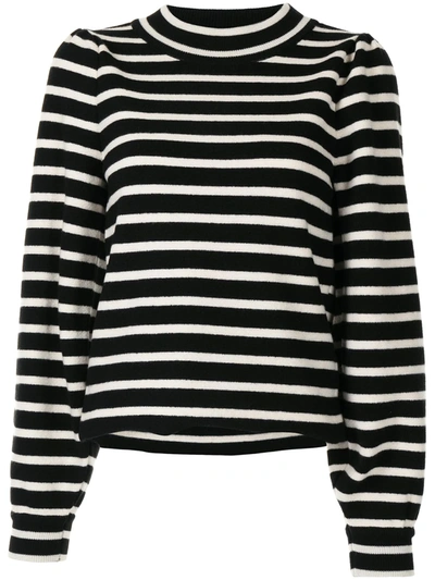 Goen J Striped Pattern Jumper In 黑色