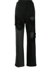Goen J Distressed Layered Wide Leg Trousers In 黑色