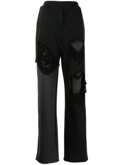 Goen J Distressed Layered Wide Leg Trousers In 黑色