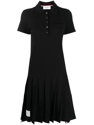 Thom Browne Pleated Knee-length Polo Dress In Black