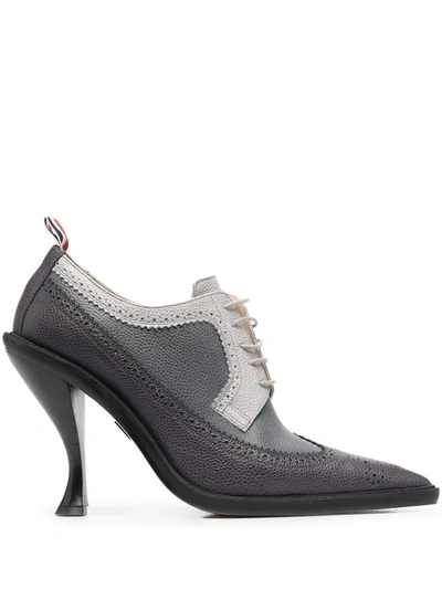 Thom Browne Pointed Brogue Pumps In Grey