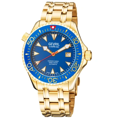 Gevril Hudson Yards Automatic Blue Dial Mens Watch 48805 In Blue / Gold Tone / Yellow
