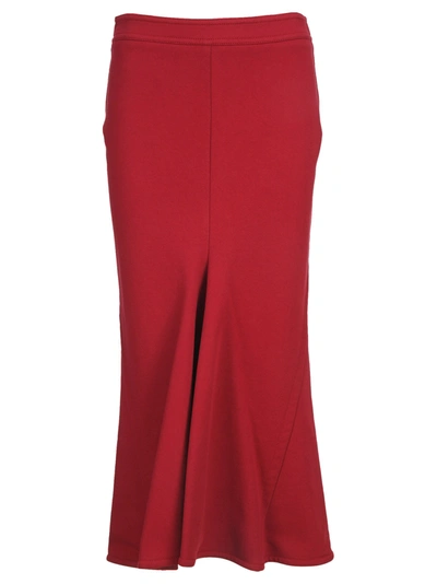 Marni Cotton-fleece Midi Skirt In Crimson