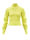 Bottega Veneta Turtleneck Ribbed Silk Spiral Sweater In Yellow
