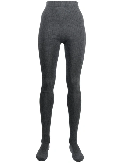Thom Browne High-rise Ribbed-knit Tights In Grey
