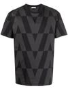 Valentino Mens St. V Optical Nero V-logo Regular-fit Cotton-jersey T-shirt M In Black