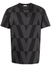 Valentino Mens St. V Optical Nero V-logo Regular-fit Cotton-jersey T-shirt M