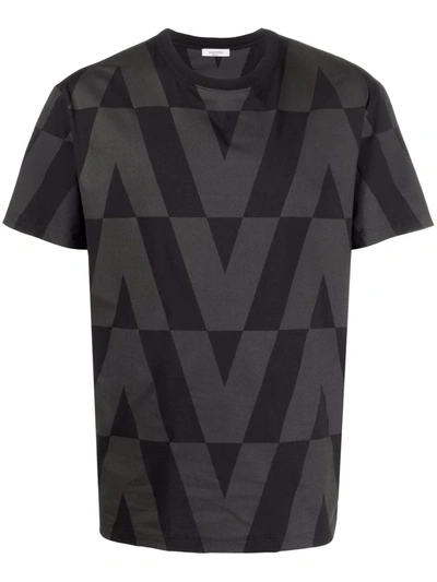 Valentino Mens St. V Optical Nero V-logo Regular-fit Cotton-jersey T-shirt M In Black