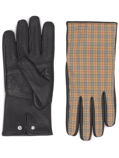 Burberry Vintage Check Gloves In Brown