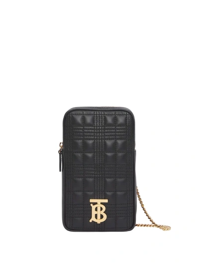 Burberry Mini Vertical Lola Quilted Leather Shoulder Bag In Black