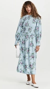 Ganni + Net Sustain Shirred Floral-print Organic Cotton-poplin Midi Dress