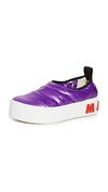 Marni Purple Puffed Nylon Slip-on Low Sneakers