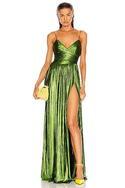 Retroféte Doss Metallic Cocktail Dress In Green