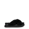 Ugg Fusette Crossover-strap Slides In Black