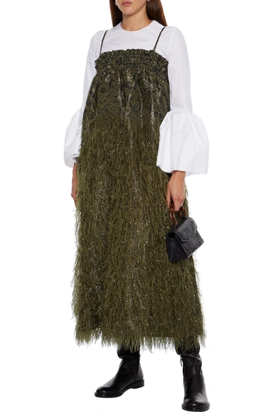 green velvet elf dress Ganni dress W1096 with green print – Marjon Snieders main image 0