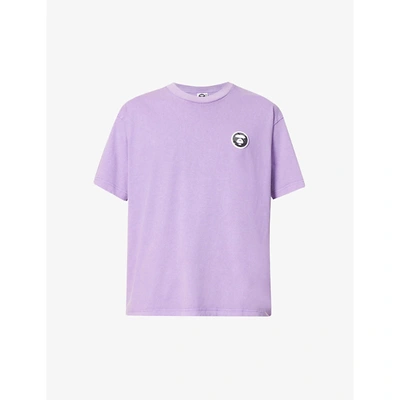 Aape Mens Purple 1 Point Reflective Logo Patch Cotton-jersey T-shirt M