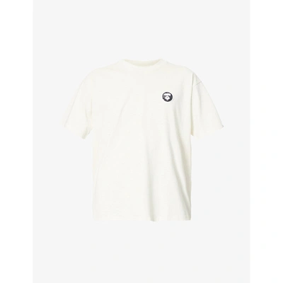 Aape Mens Light Beige 1 Point Reflective Logo Patch Cotton-jersey T-shirt Xl