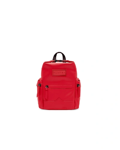 Hunter Mini Top Clip Backpack - Rubberised Leather In Red